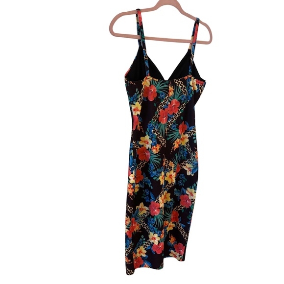 Jane Norman London Floral Tropical Bodycon Dress Black Multicolor US 8 / UK 12 - Picture 7 of 11
